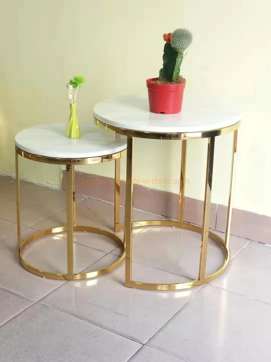 2 PCS One Set Hotel Lobby Reception Area High Back Flower Decoration Side Table