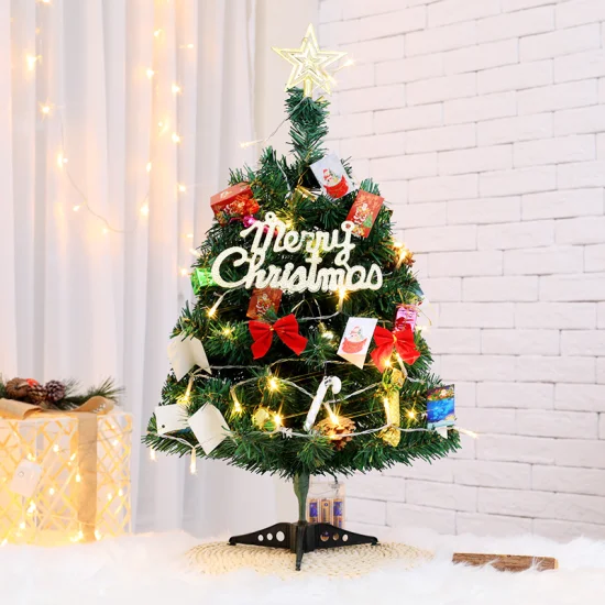 Wholesale Desktop Ornaments Home Decorative PVC Snowing Small Christmas Tree Christmas Decoration