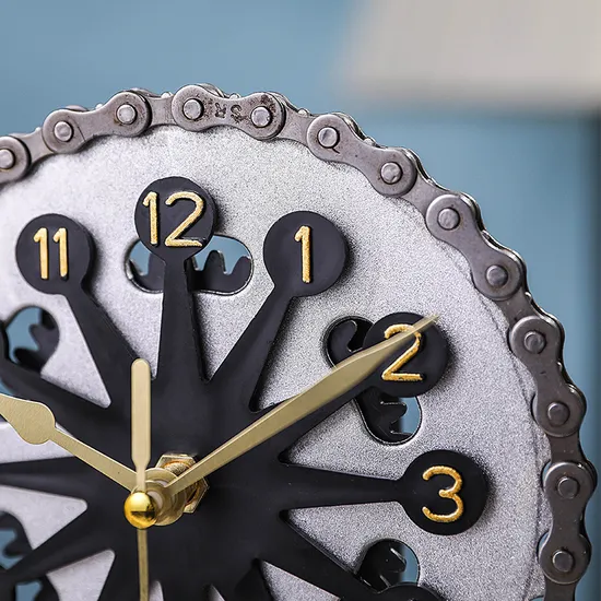 Gear Clock Modern Mechanical Style Metal Chain Desktop Clock Creative Decoration Gift 