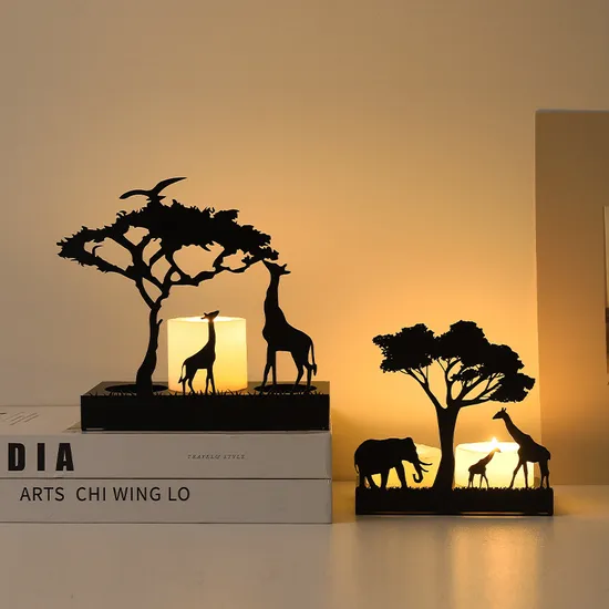 Casual Style Creative Metal Candlestick Ornaments Home Bedroom Desktop Wine Cabinet Decoration 