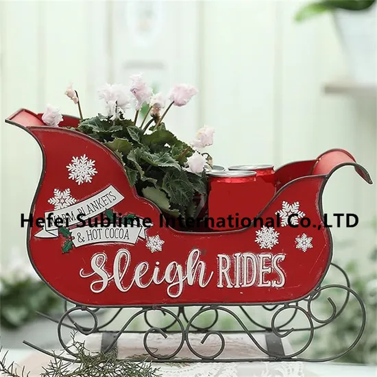 Metal Sleigh Christmas Santa Desktop Furniture Decoration for Gifts Empty Decor 
