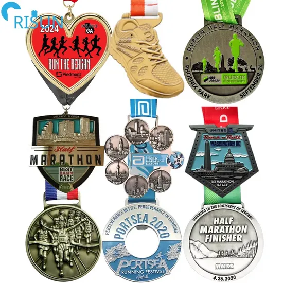 Wholesale Souvenir Custom 3D Enamel Personalized Zinc Alloy Metal Unique Running Marathon Spinning Medal Medalla Medaille Award Running Marathon Medals 